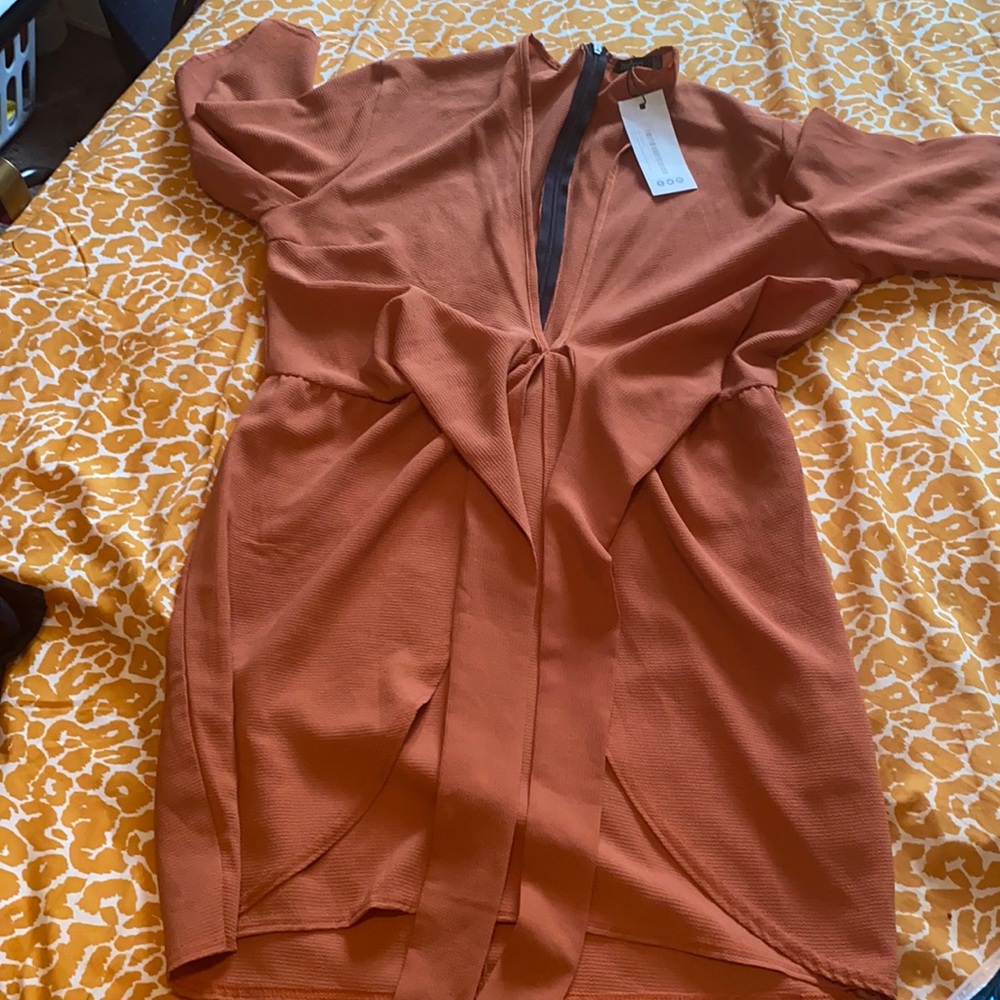 Plunge Front Tie Dress